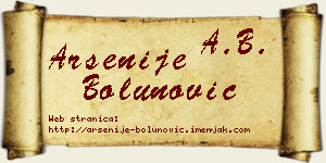 Arsenije Bolunović vizit kartica